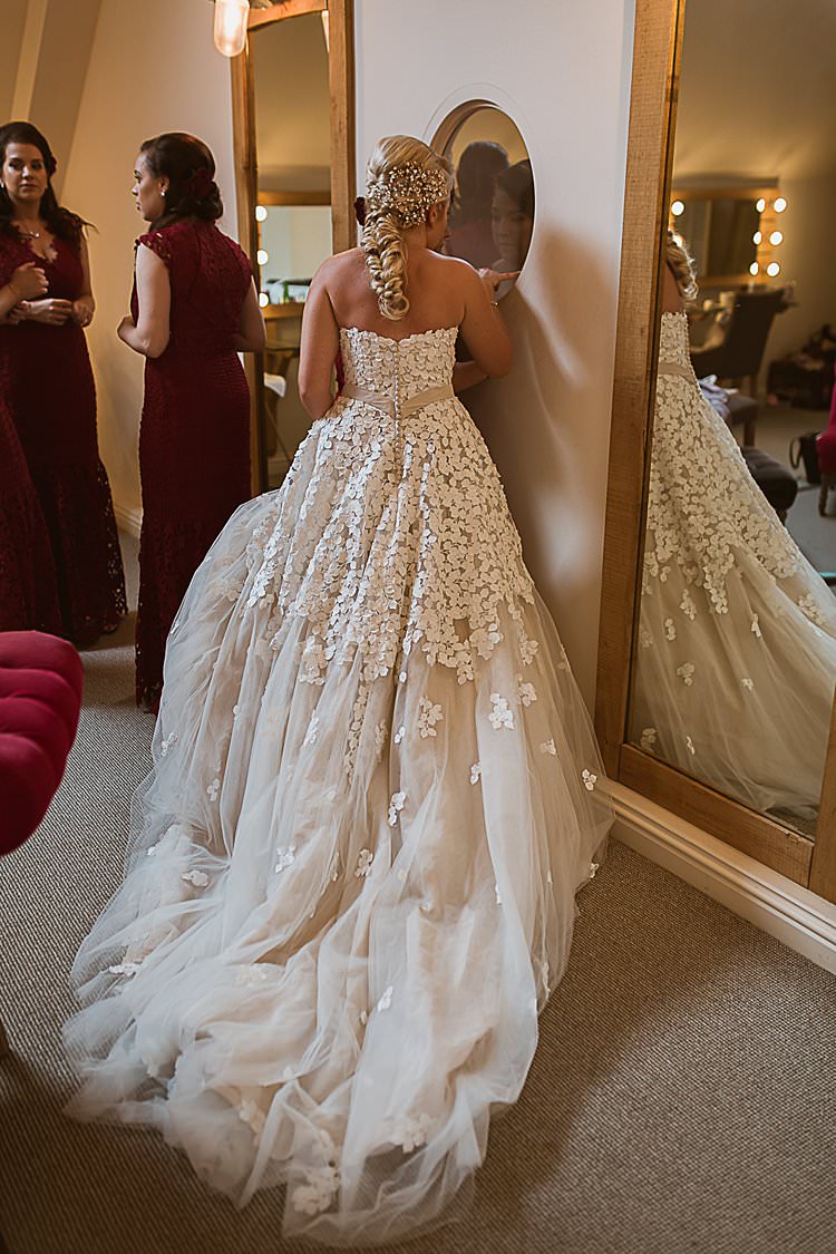 Petal Tulle Cake Bride Bridal Gown Ian Stuart Beautiful Vibrant Dark Red Autumn Wedding http://thespringles.com/