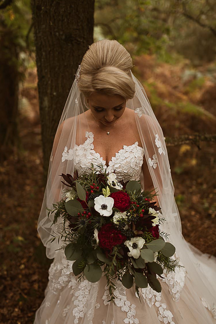 Bouquet Flowers Bride Bridal Berry Eucalyptus Beautiful Vibrant Dark Red Autumn Wedding http://thespringles.com/
