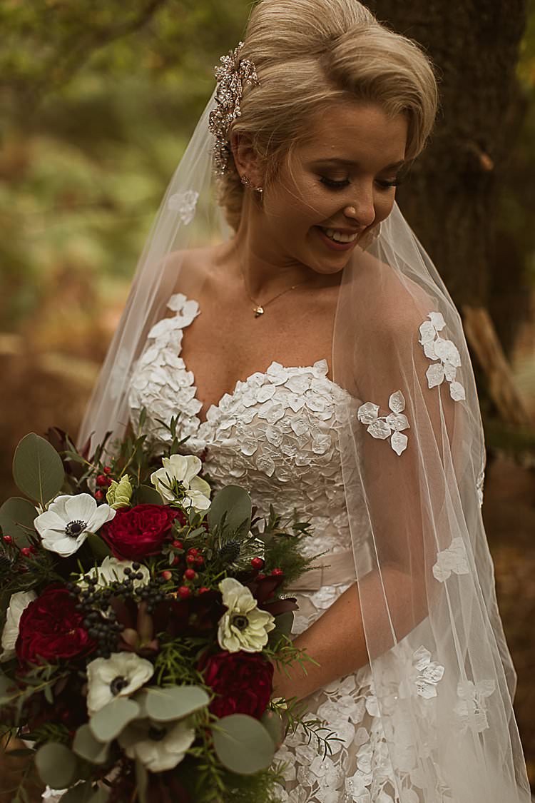 Hair Make Up Bride Bridal Up Do Beautiful Vibrant Dark Red Autumn Wedding http://thespringles.com/