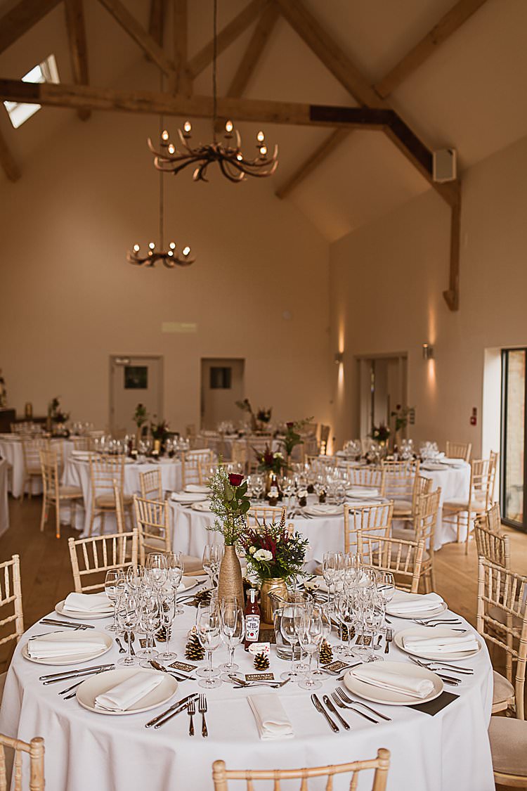 Barn Venue Modern Decoration Beautiful Vibrant Dark Red Autumn Wedding http://thespringles.com/