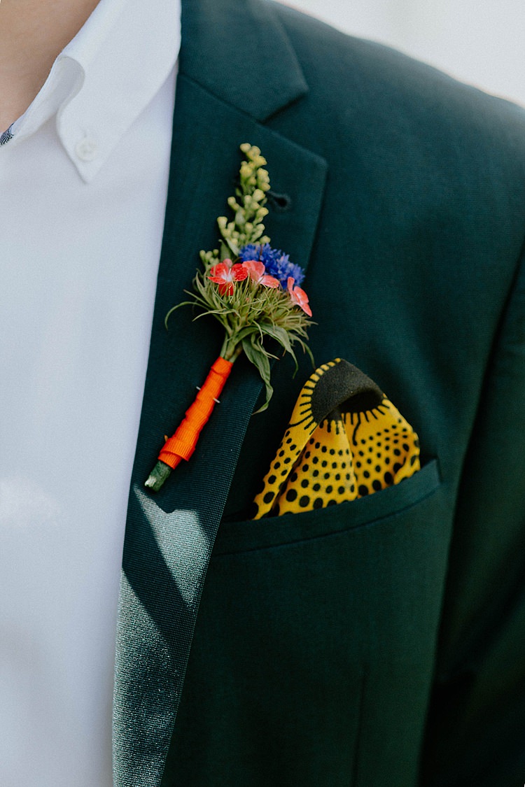 Buttonhole Groom Pocket Square Mega Laid Back Festival Party Wedding http://www.jessicawilliams.photography/