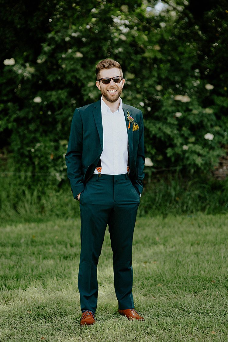 Dark Green Suit Groom Mega Laid Back Festival Party Wedding http://www.jessicawilliams.photography/