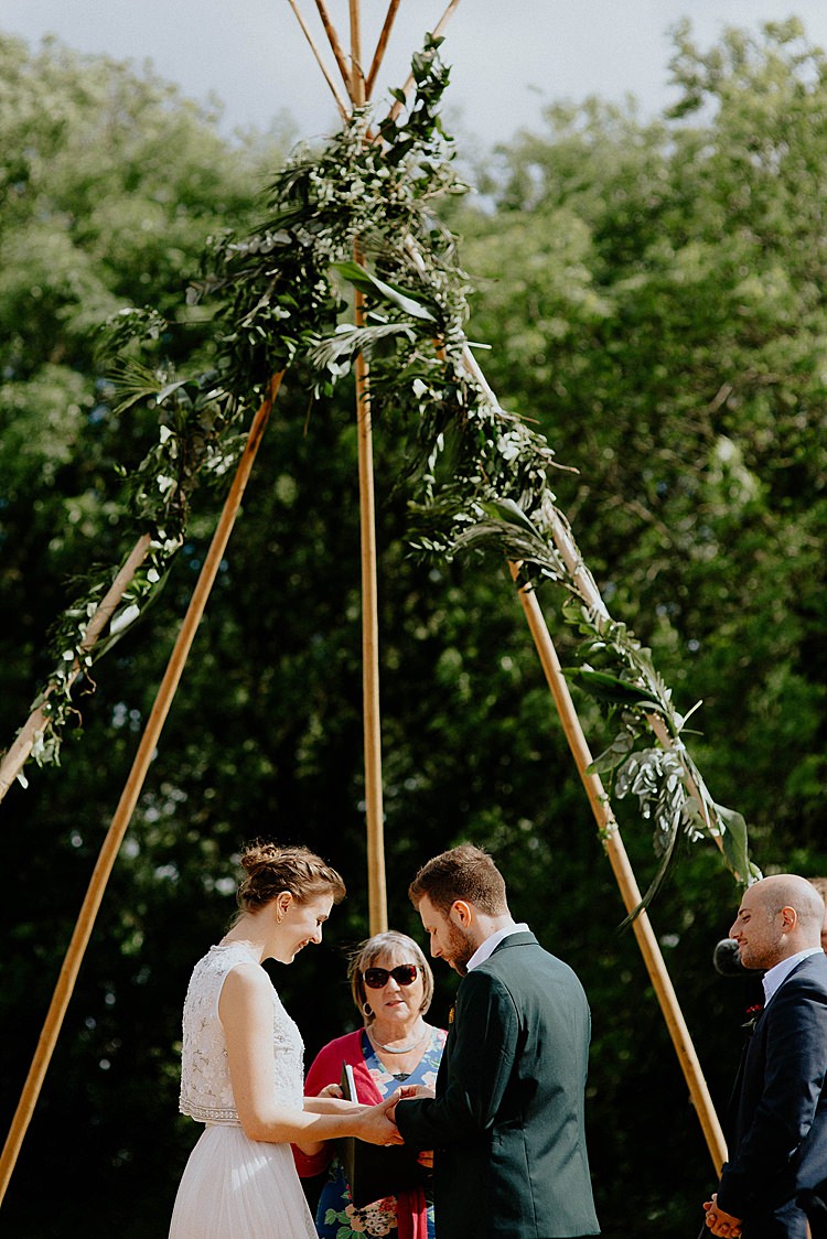 Tipi Greenery Backdrop Ceremony Mega Laid Back Festival Party Wedding http://www.jessicawilliams.photography/