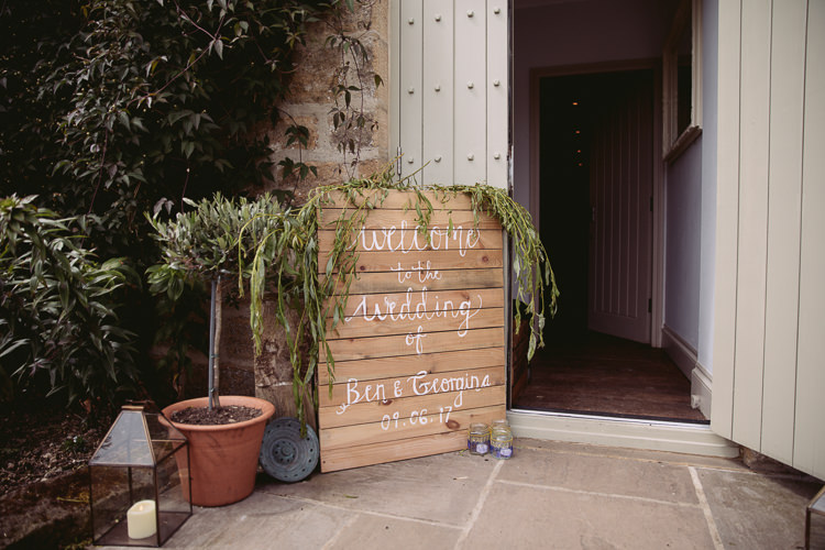 Painted Wooden Sign Greenery Welcome Gorgeous Gold Navy Wow Factor Wedding http://hayleybaxterphotography.com/