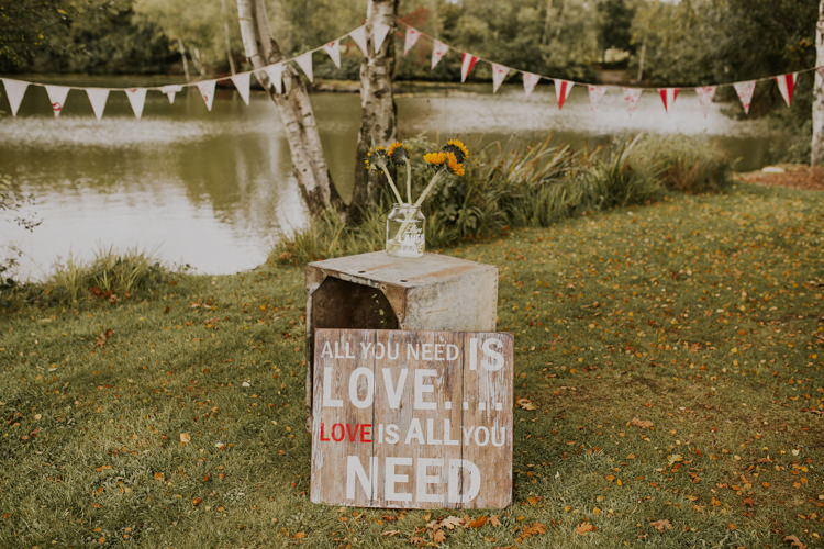 Wooden Sign Pallet Crate Bunting Vase Flowers Floral Rustic Country Fun Autumn Farm Wedding http://natalyjphotography.com/