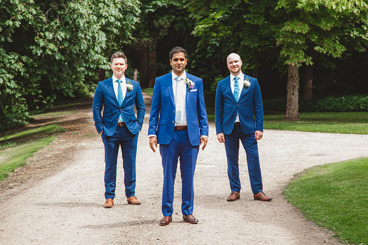 Groom Groomsmen Blue Suits English Country Garden Wedding Colourful Indian Party https://www.maytreephotography.co.uk/
