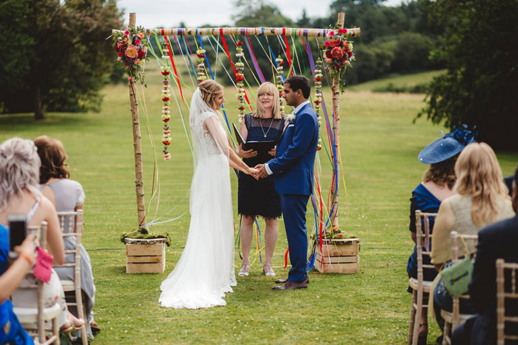 Outdoor Ceremony Backdrop English Country Garden Wedding Colourful Indian Party https://www.maytreephotography.co.uk/