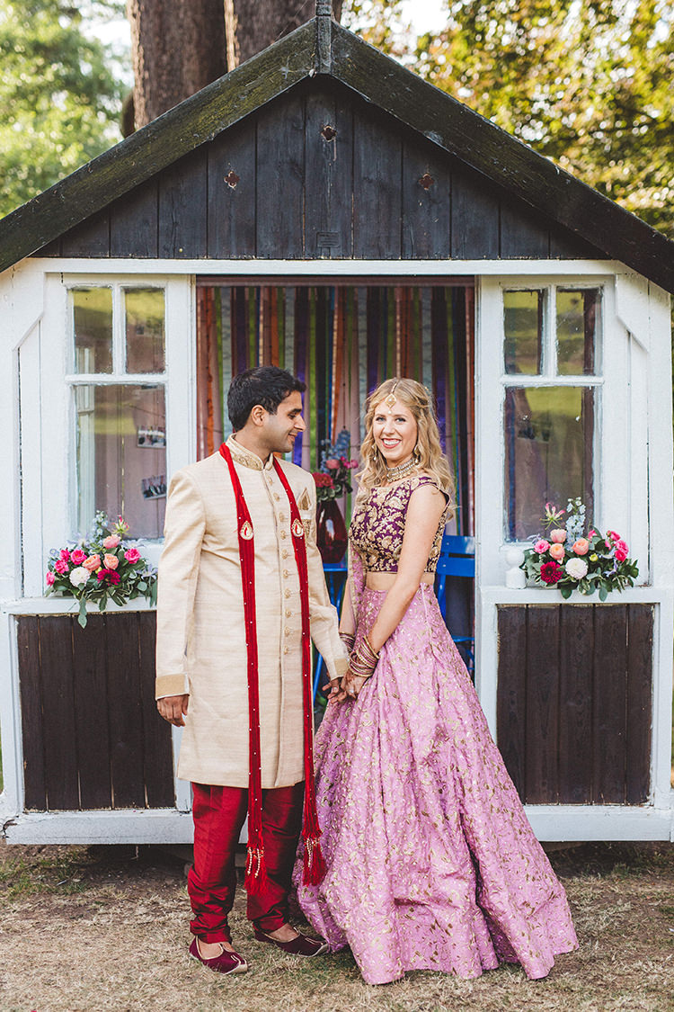 Lengha Bride Bridal Groom Outfit English Country Garden Wedding Colourful Indian Party https://www.maytreephotography.co.uk/