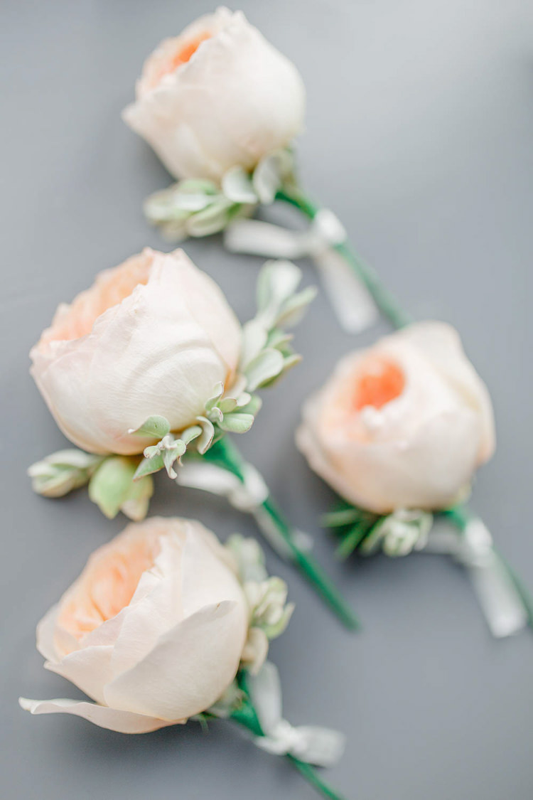 Rose Eucalyptus Buttonhole Light Airy Pretty Pastel Pink Wedding http://whitestagweddings.com/