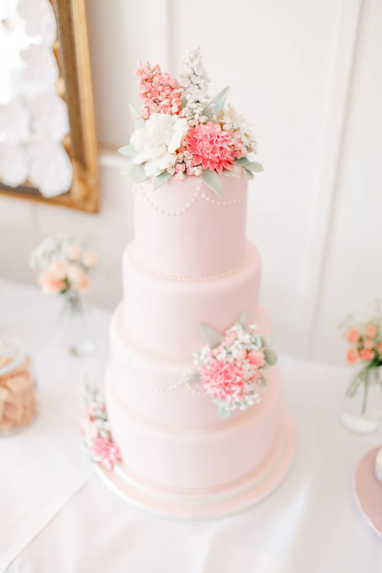 Floral Iced Cake Light Airy Pretty Pastel Pink Wedding http://whitestagweddings.com/