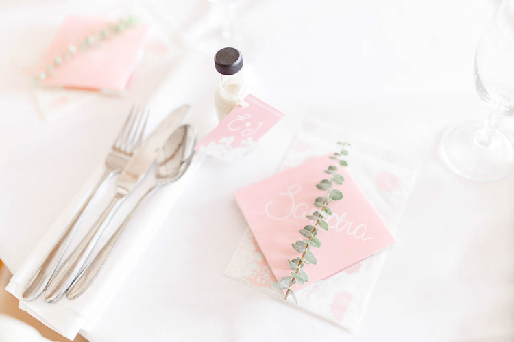 Stationery Place Setting Floral Paper Napkin Light Airy Pretty Pastel Pink Wedding http://whitestagweddings.com/