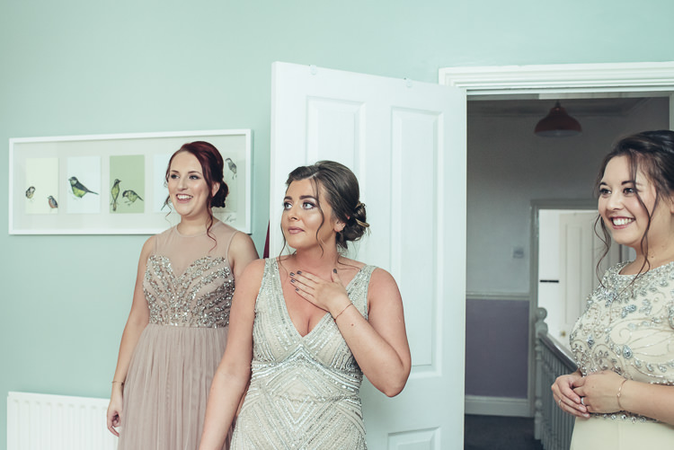 Blush Pink Gold Champagne Updo Bridesmaids Mixed First Look Morning | Greenery Burgundy City Autumn Wedding http://lisahowardphotography.co.uk/