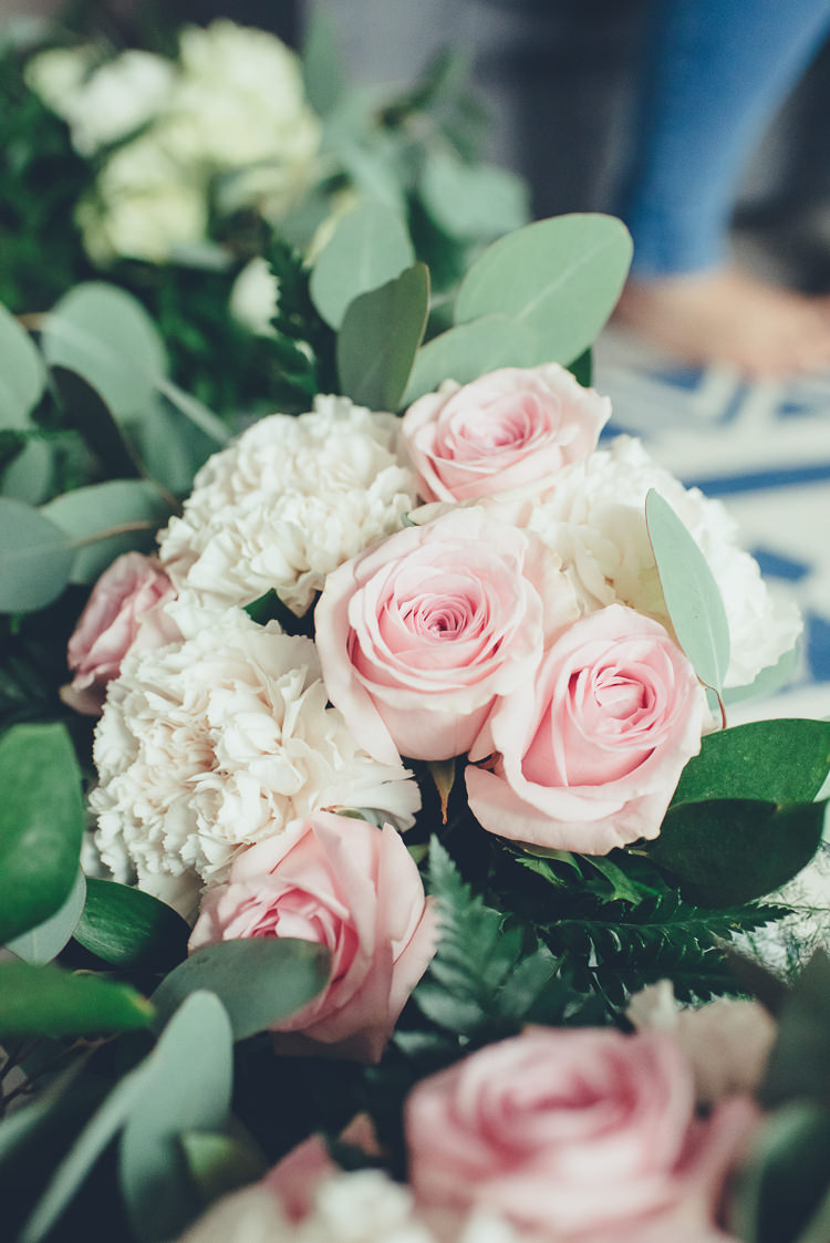 Blush Pink White Bridesmaid Bouquet Green Foliage Romantic Classic Elegant | Greenery Burgundy City Autumn Wedding http://lisahowardphotography.co.uk/