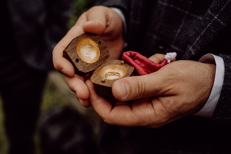 Wooden Ring Box Stylish Rainy Festival Wedding http://albatrossandmariner.co.uk/
