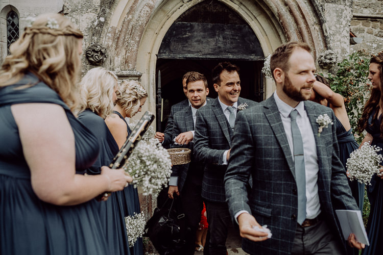 Groom Groomsmen Grey Check Suits Stylish Rainy Festival Wedding http://albatrossandmariner.co.uk/