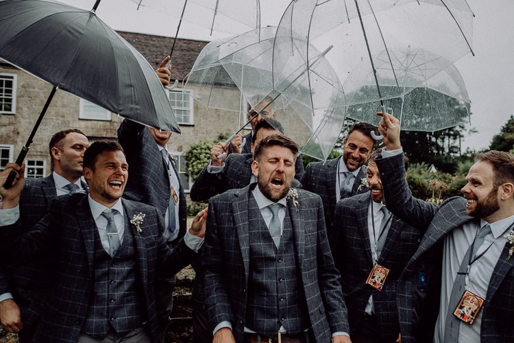 Groom Groomsmen Suit Check Grey Suits Stylish Rainy Festival Wedding http://albatrossandmariner.co.uk/