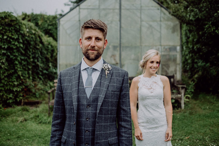 Grey Check Suit Groom Stylish Rainy Festival Wedding http://albatrossandmariner.co.uk/
