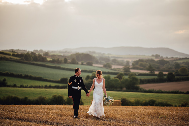 Bride Bridal Fishtail Train Strappy Veil Military Groom Outdoor Summer Rustic Barn Wedding https://www.chebirchhayesphotography.com/