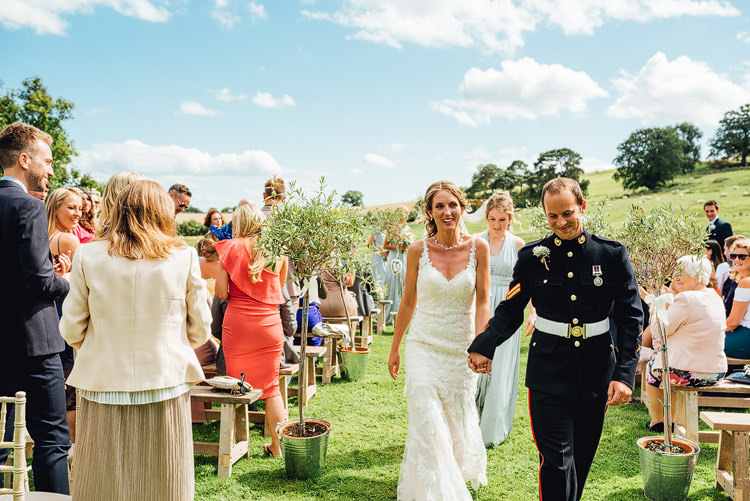 Bride Bridal Fishtail Train Strappy Veil Military Groom Aisle Outdoor Summer Rustic Barn Wedding https://www.chebirchhayesphotography.com/