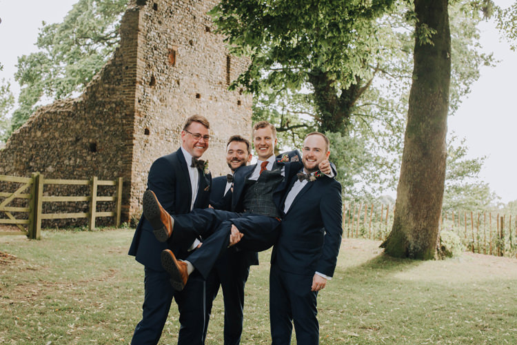 Groomsmen Goom Navy Suit Bow Ties Orange Country Barn Wedding http://www.meganduffield.com/