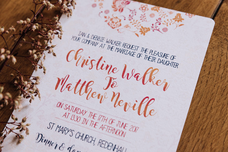 Floral Stationery Invitation Invite Orange Country Barn Wedding http://www.meganduffield.com/