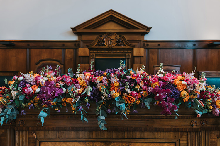 Floral Garland Runner Multicolour Foliage Modern Artistic Colour Pop City Wedding http://missgen.com/