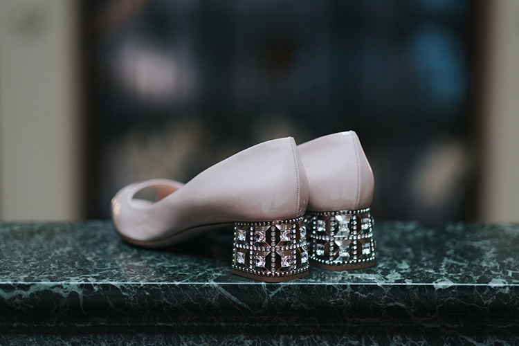 Bride Bridal Miu Miu Pink Blush Shoes Jewelled Heels Modern Artistic Colour Pop City Wedding http://missgen.com/
