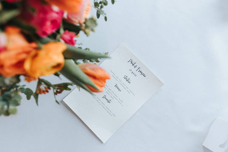 Menu Modern Calligraphy Modern Artistic Colour Pop City Wedding http://missgen.com/