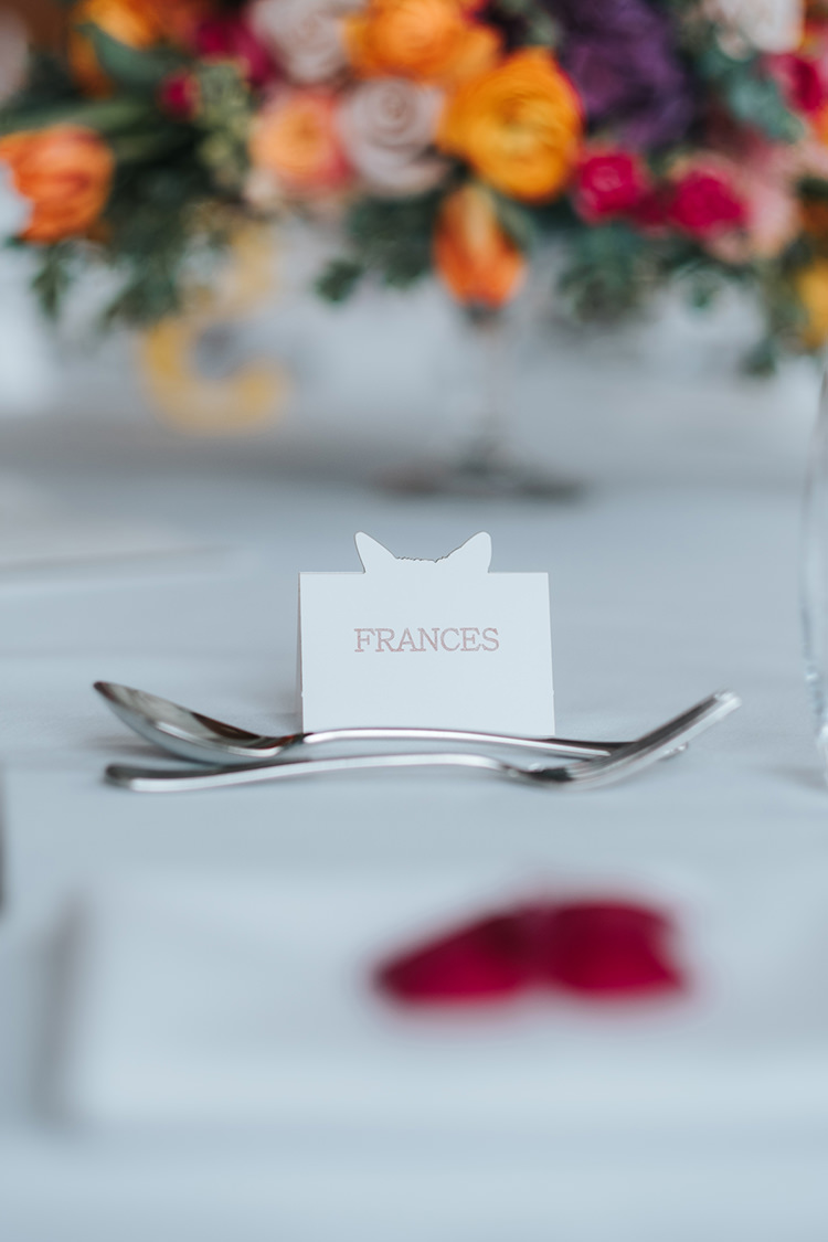 Place Card Name Tag Cut Out Modern Artistic Colour Pop City Wedding http://missgen.com/