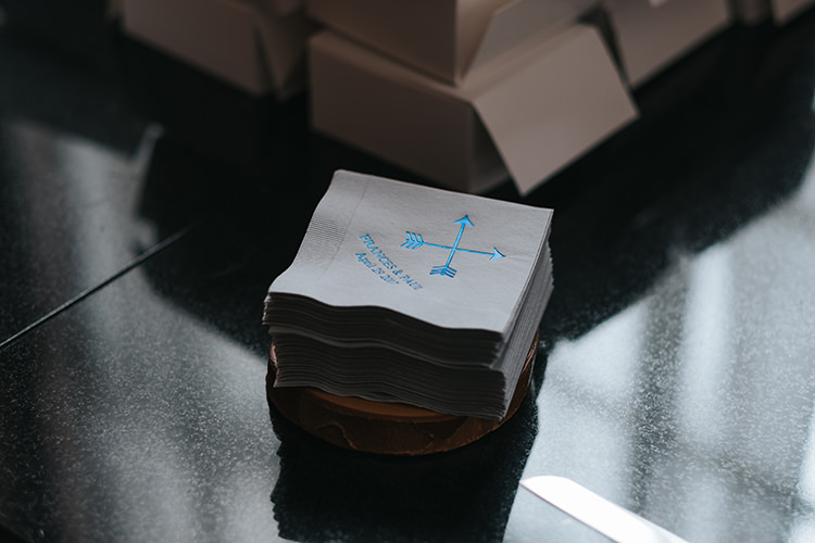 Bespoke Cocktail Napkins Compass Weather Vane Metallic Modern Artistic Colour Pop City Wedding http://missgen.com/