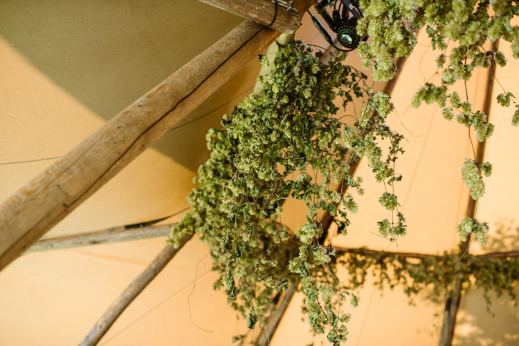 Hops Tipi Decor Vegan Handfasting Summer Garden Party Wedding https://www.elliegillard.co.uk/