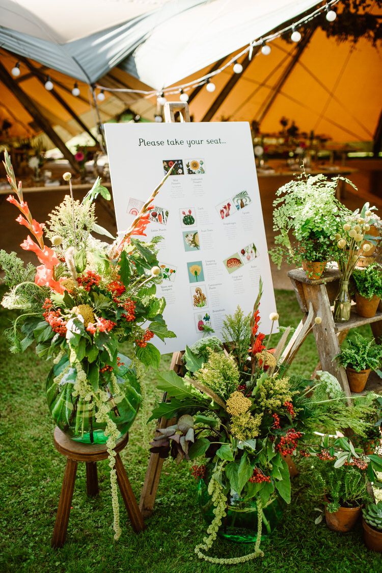 Seating Plan Table Chart Flowers Ladder Vegan Handfasting Summer Garden Party Wedding https://www.elliegillard.co.uk/