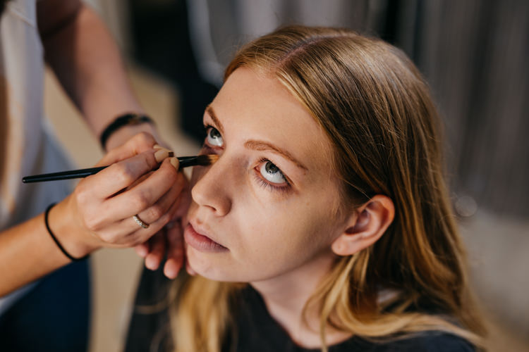 Natural Bride Makeup Long Hair Down Bridal Look Morning Prep | Rustic Relaxed Cornflower Blue Barn Wedding http://www.peterhugophotography.com/