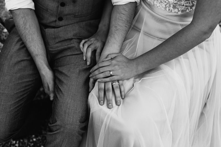 Romantic Holding Hands Outdoor Garden Bride Groom | Rustic Relaxed Cornflower Blue Barn Wedding http://www.peterhugophotography.com/