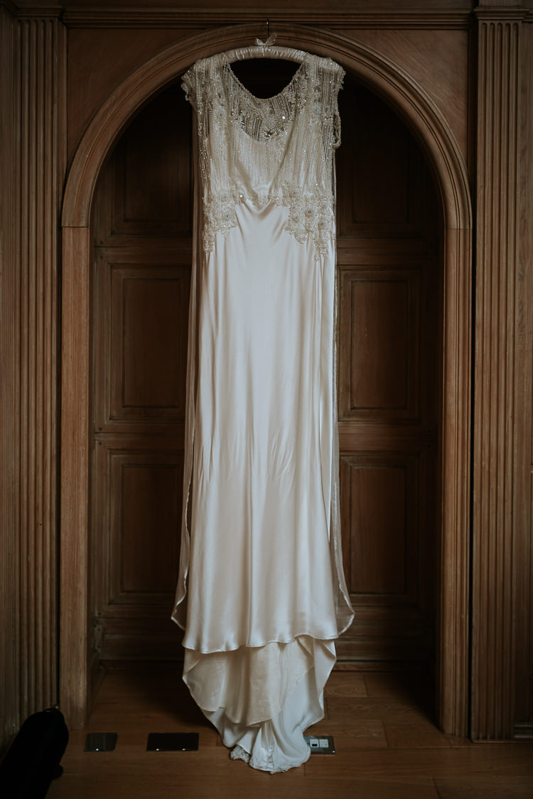 Bespoke Vintage Satin Silk Column Dress Beaded 1920s | Glitter Dinosaurs City Wedding https://struvephotography.co.uk/