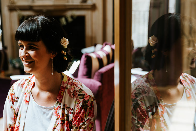 Bridal Prep Updo Fresh Flowers Blush Rose Informal Natural | Glitter Dinosaurs City Wedding https://struvephotography.co.uk/