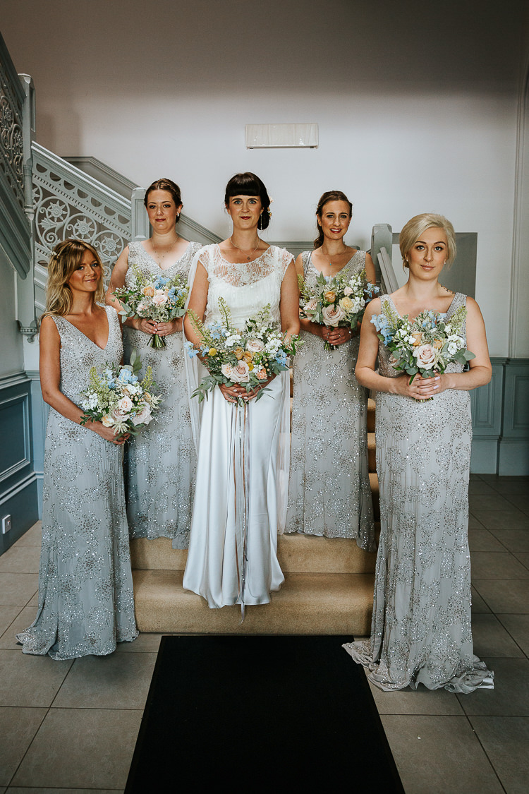 Bride Bridesmaids Vintage 1920s Silver Column Dress Sequin Beaded | Glitter Dinosaurs City Wedding https://struvephotography.co.uk/