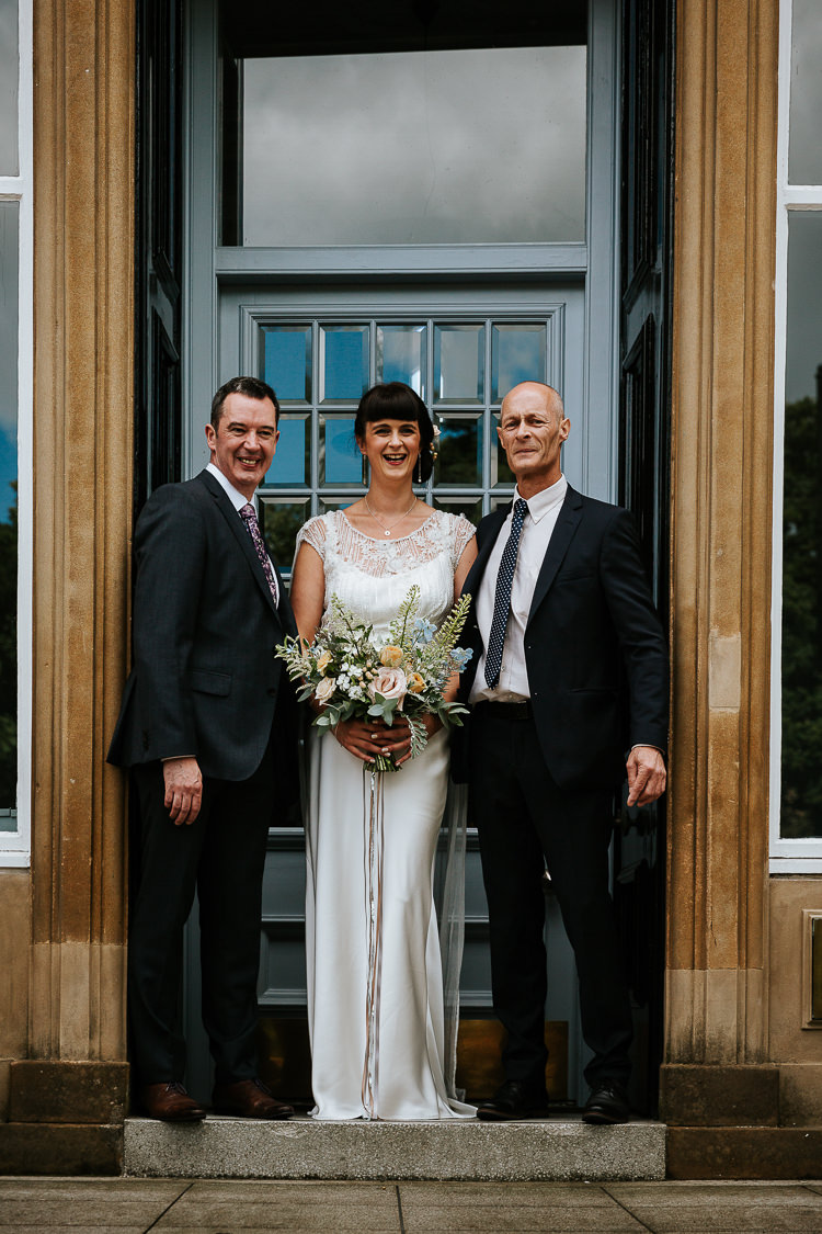 Bride Father Ceremony Photo Wild Pastel Bouquet | Glitter Dinosaurs City Wedding https://struvephotography.co.uk/