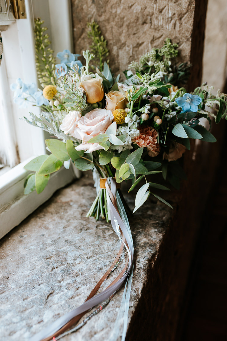 Wild Pastel Bouquet Informal Simple Natural Colourful Ribbon | Glitter Dinosaurs City Wedding https://struvephotography.co.uk/