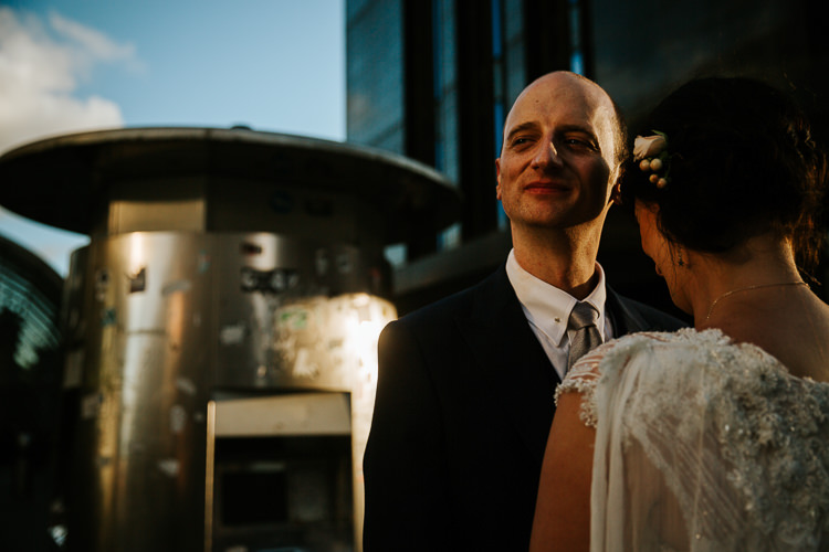 Bride Groom Walk City Street Photography Glasgow Scotland | Glitter Dinosaurs City Wedding https://struvephotography.co.uk/