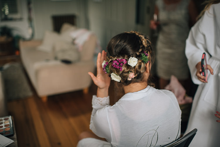 Flowers Style Up Do Plaits Briad Flowers Festival Bohemian Glamping Wedding https://theshannons.photography/