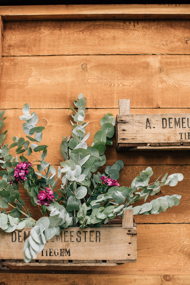 Crate Wooden Boc Flowers Eucalyptus Festival Bohemian Glamping Wedding https://theshannons.photography/