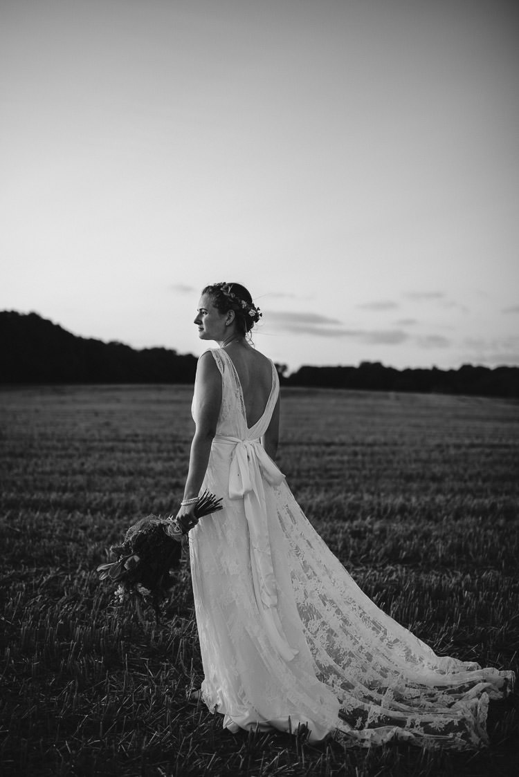 Lace Dress Gown Bride Bridal Charlie Brear Straps Sash Festival Bohemian Glamping Wedding https://theshannons.photography/