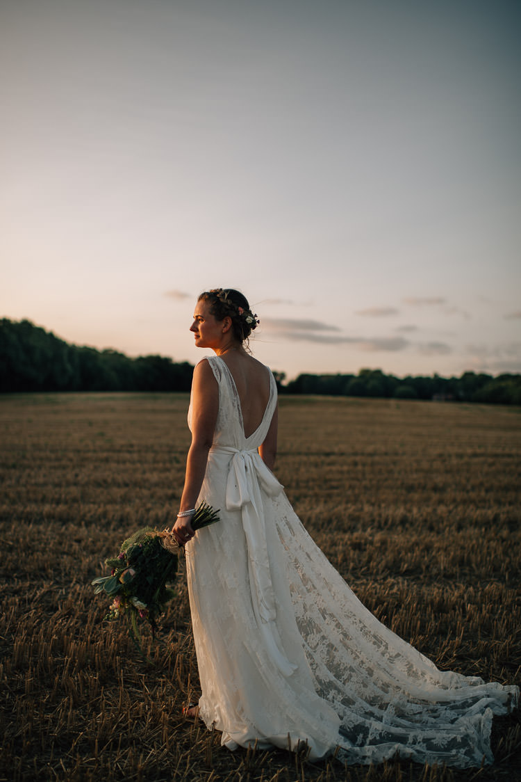 Lace Dress Gown Bride Bridal Charlie Brear Straps Sash Festival Bohemian Glamping Wedding https://theshannons.photography/
