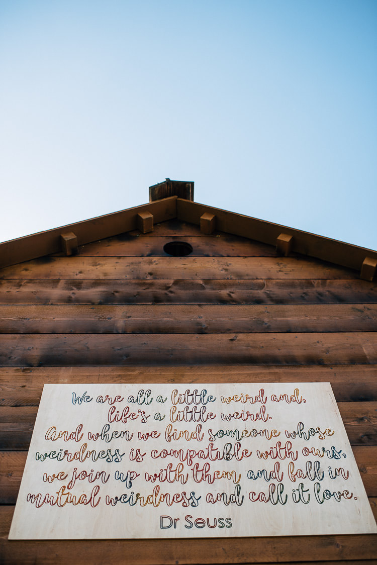 Engraved Wooden Sign Rainbow Signage Dr Seuss Quote Festival Bohemian Glamping Wedding https://theshannons.photography/
