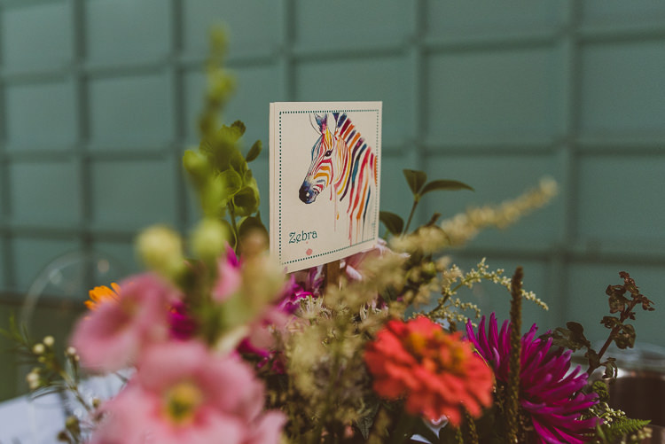 Table Centre Name Wildlife Floral Flowers Colourful Creative Vintage Railway Wedding http://joemallenphotography.co.uk/