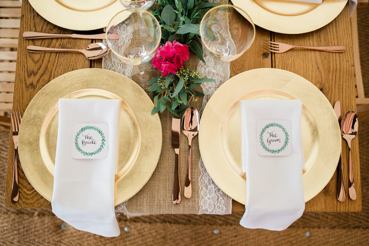 Gold Plates Cutlery Outdoorsy Late Summer Marquee Wedding Ideas http://www.esmefletcher.com/
