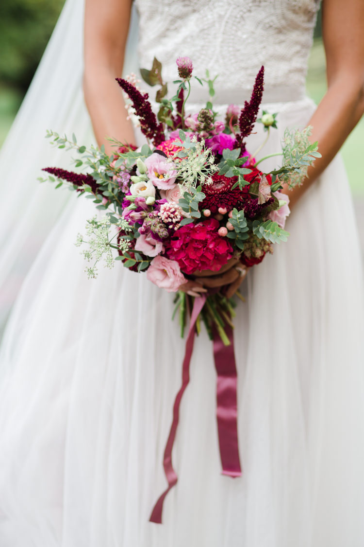 Red Berry Plum Flowers Bouquet Bride Bridal Outdoorsy Late Summer Marquee Wedding Ideas http://www.esmefletcher.com/