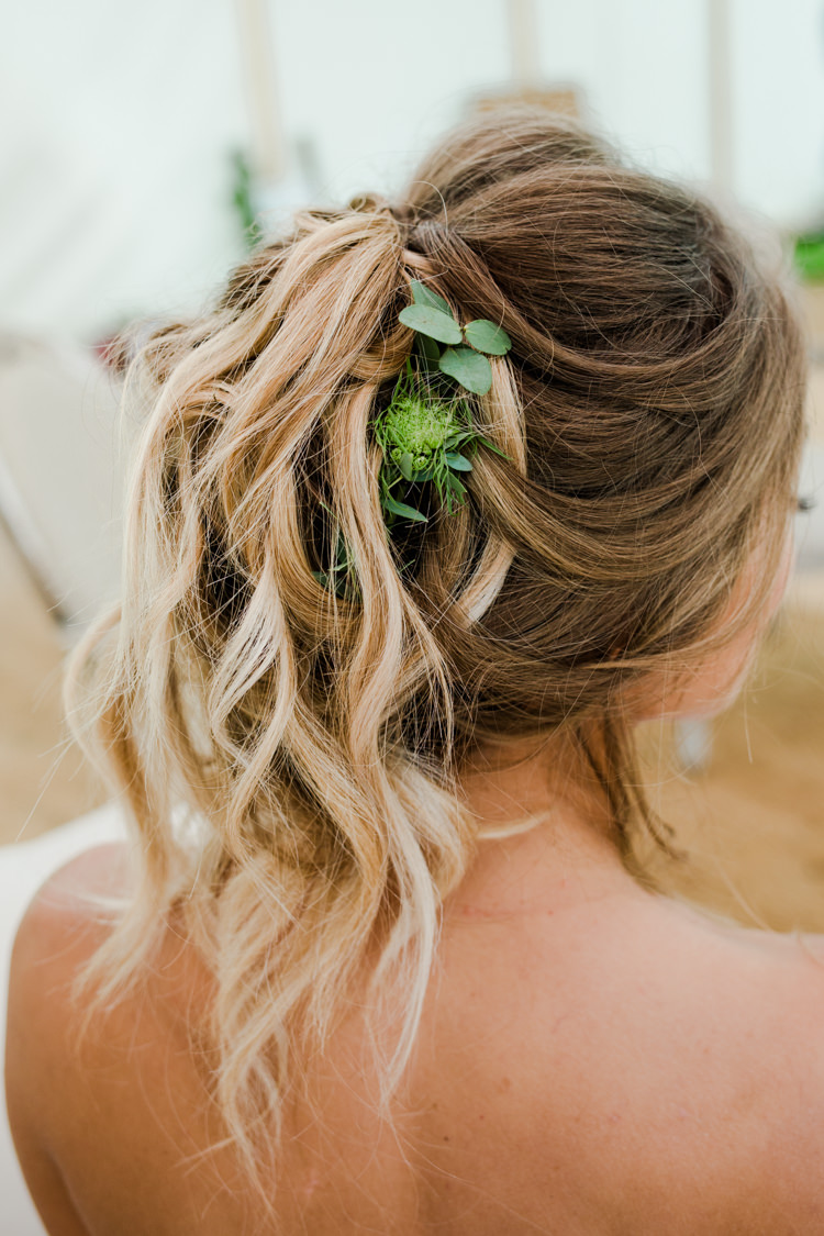 Hair Style Bride Bridal Rustic Long Waves Outdoorsy Late Summer Marquee Wedding Ideas http://www.esmefletcher.com/