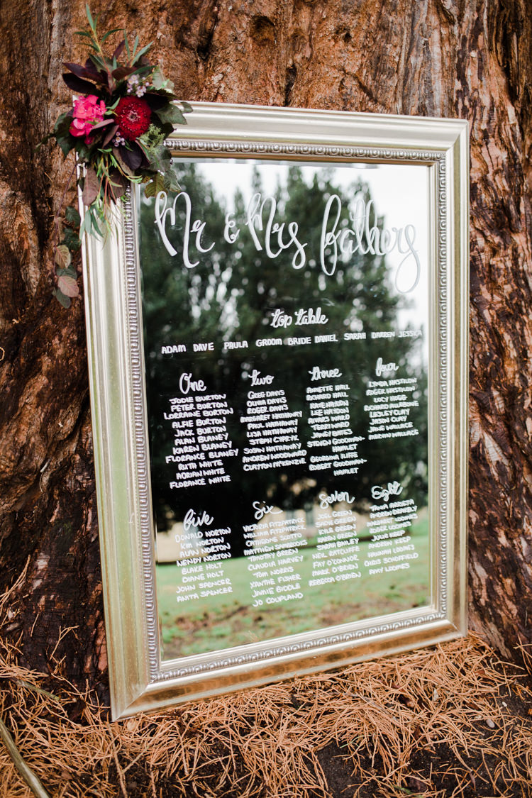 Frame Mirror Seating Plan Chart Table Calligraphy Outdoorsy Late Summer Marquee Wedding Ideas http://www.esmefletcher.com/